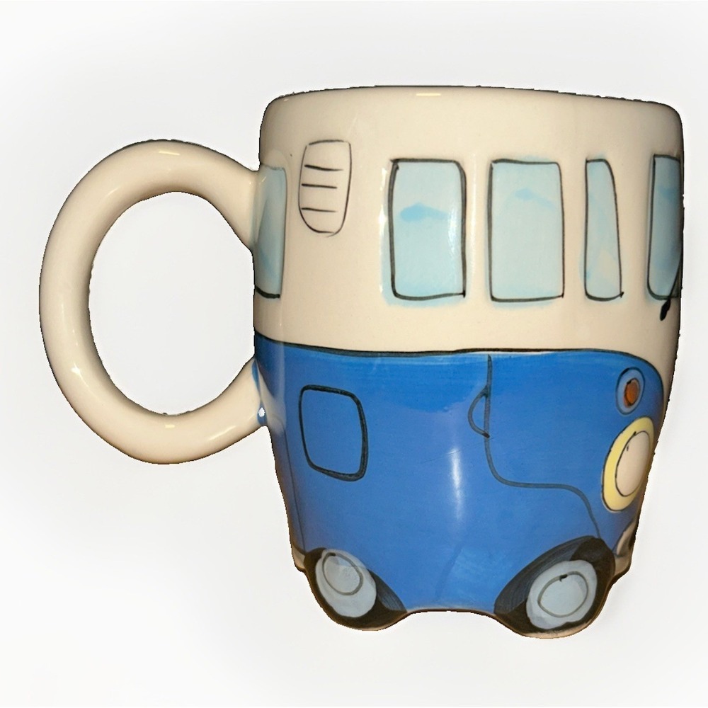 VW Volkswagen Peace Sign Van Coffee Mug Medium 10oz Blue/White